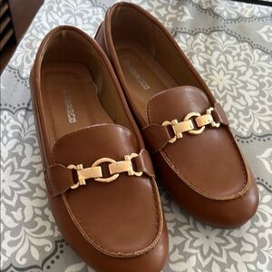 Verdasco Brown Gold Loafers with Chain Detail